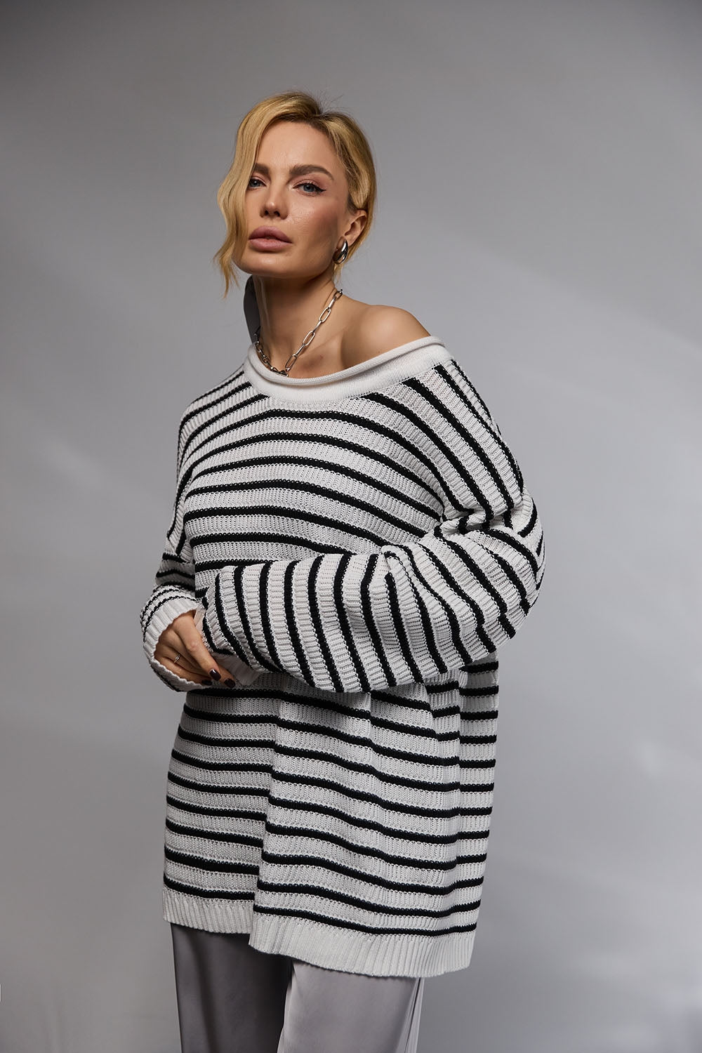 Pulover 2474 — alb-negru - alb-negru