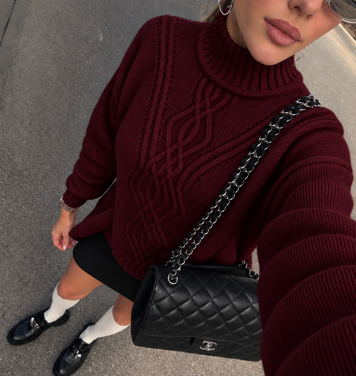 Pulover ARAN — bordo
