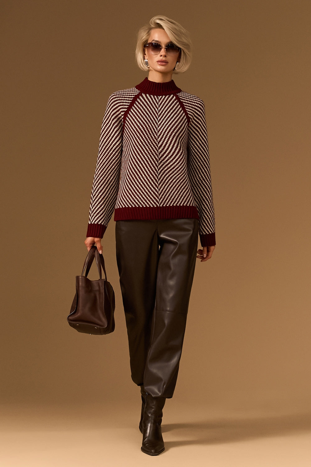 Pulover 2926 — burgundy-natural - burgundy-natural