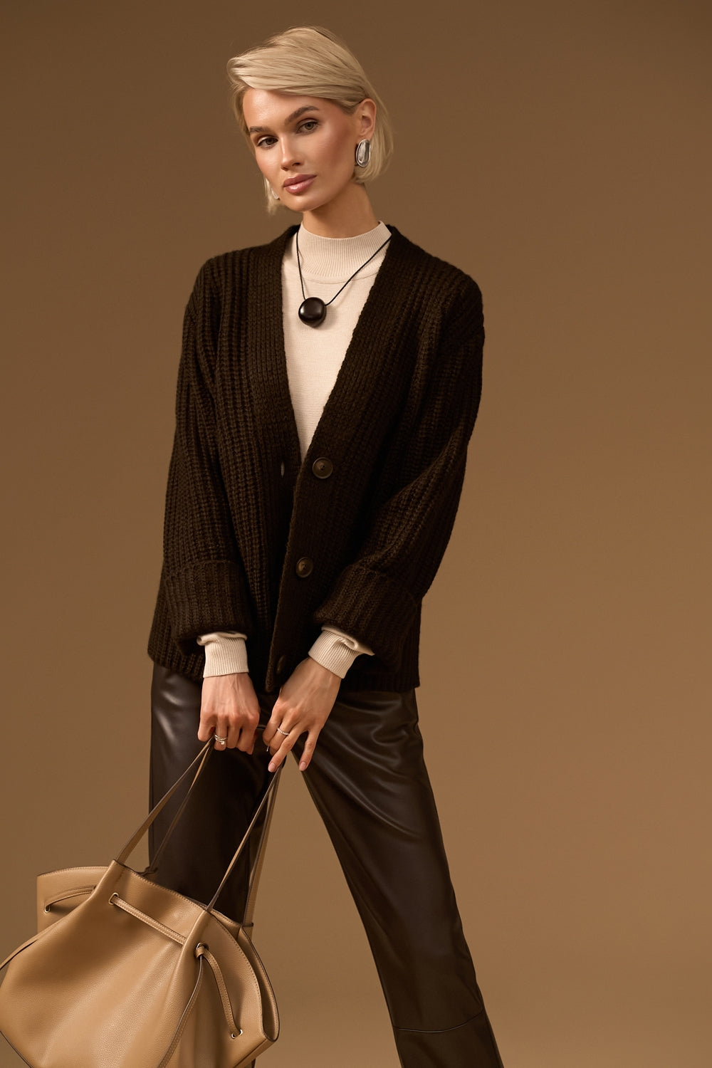 Cardigan 2931 — ciocolatiu - ciocolatiu
