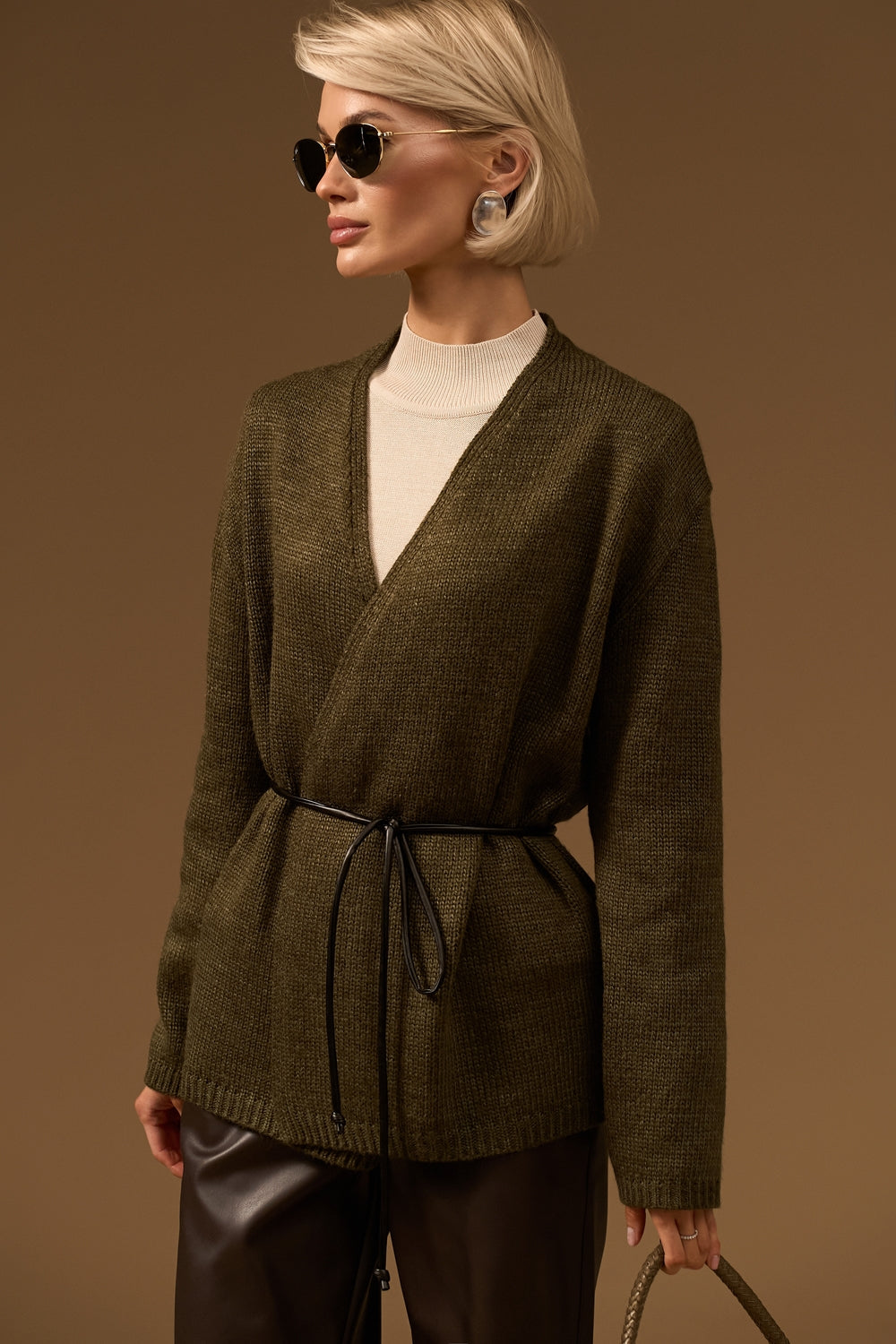 Cardigan petrecut 2966 — kaki - kaki