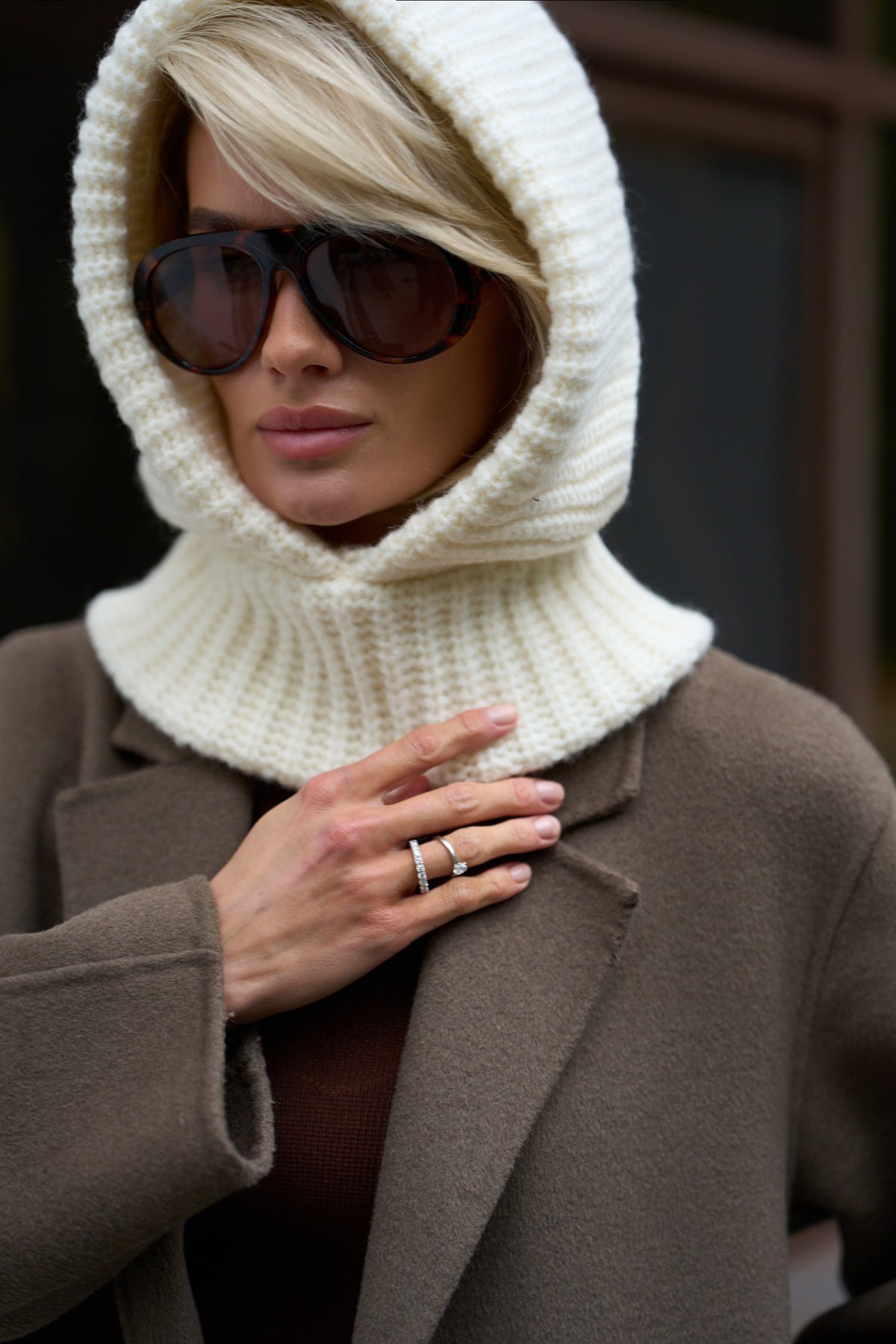 Glugă tricotată tip snood 4033 — ivory