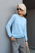 Pulover din lână de miel și cașmir 4016 — bleu