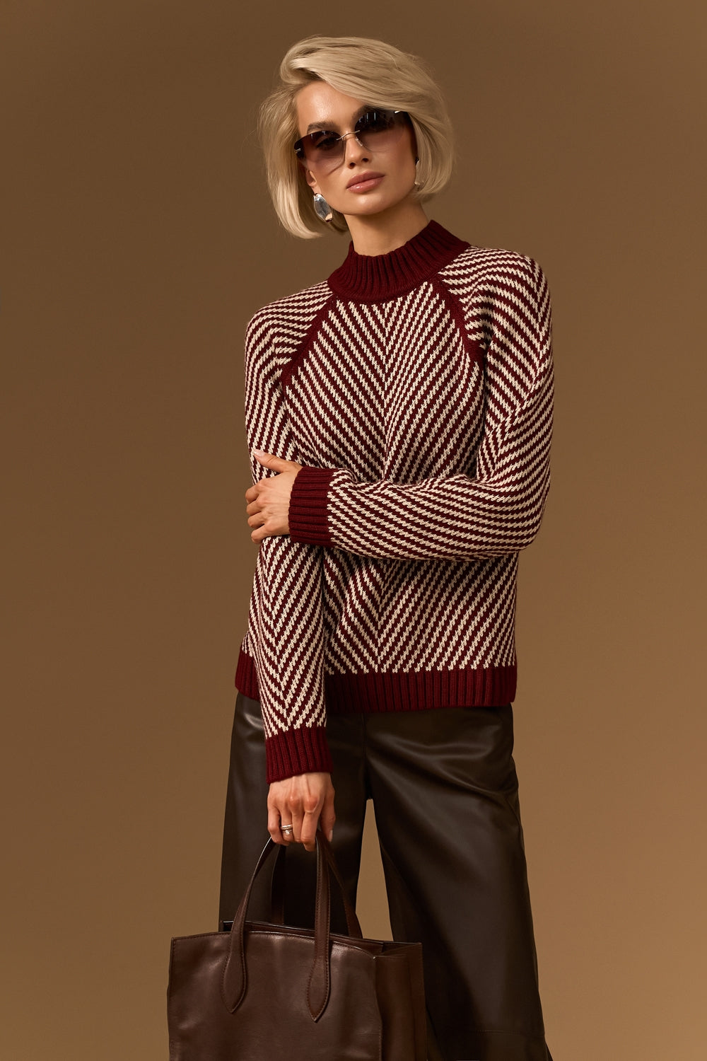 Pulover 2926 — burgundy-natural - burgundy-natural