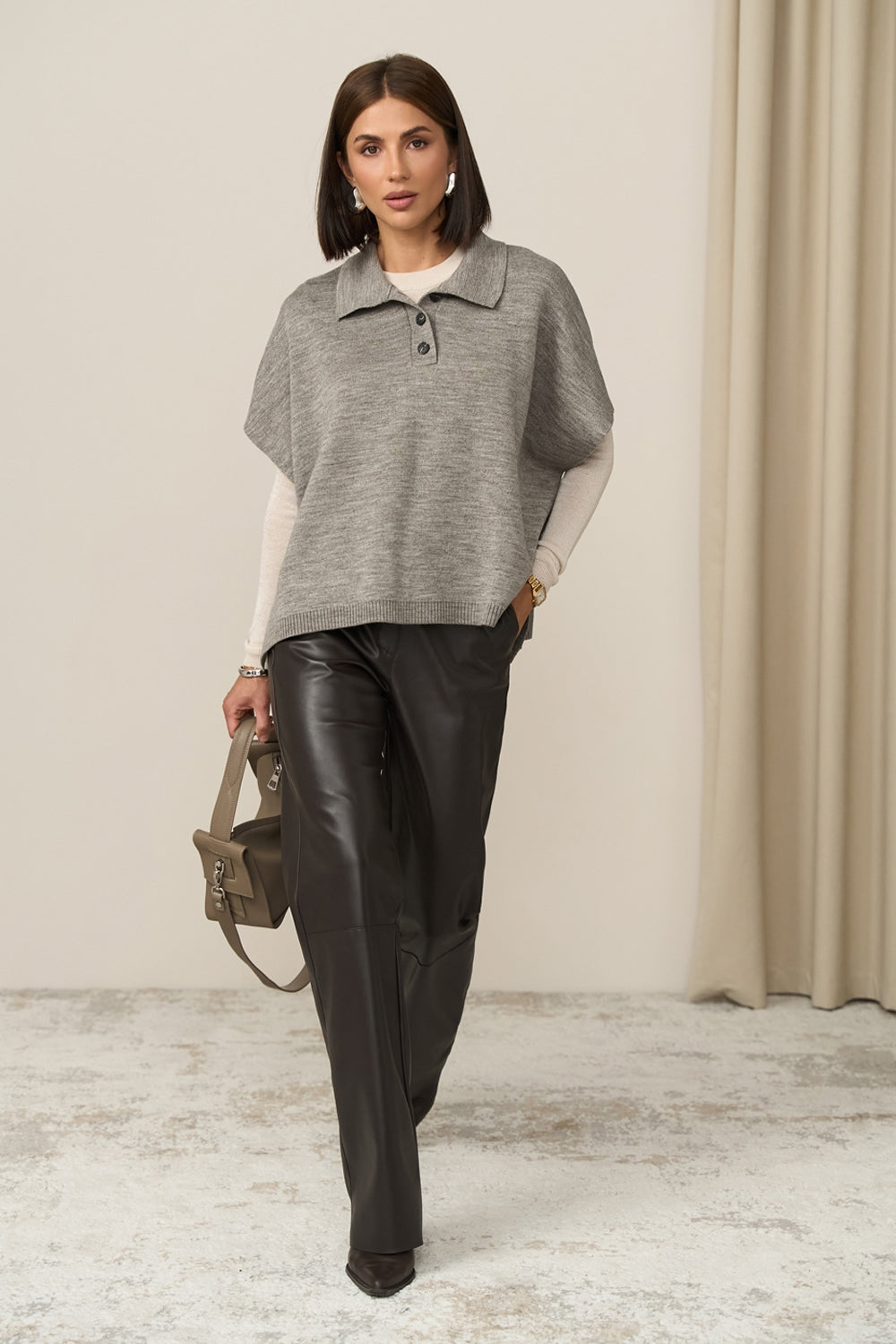Poncho 2885 — gri-bej