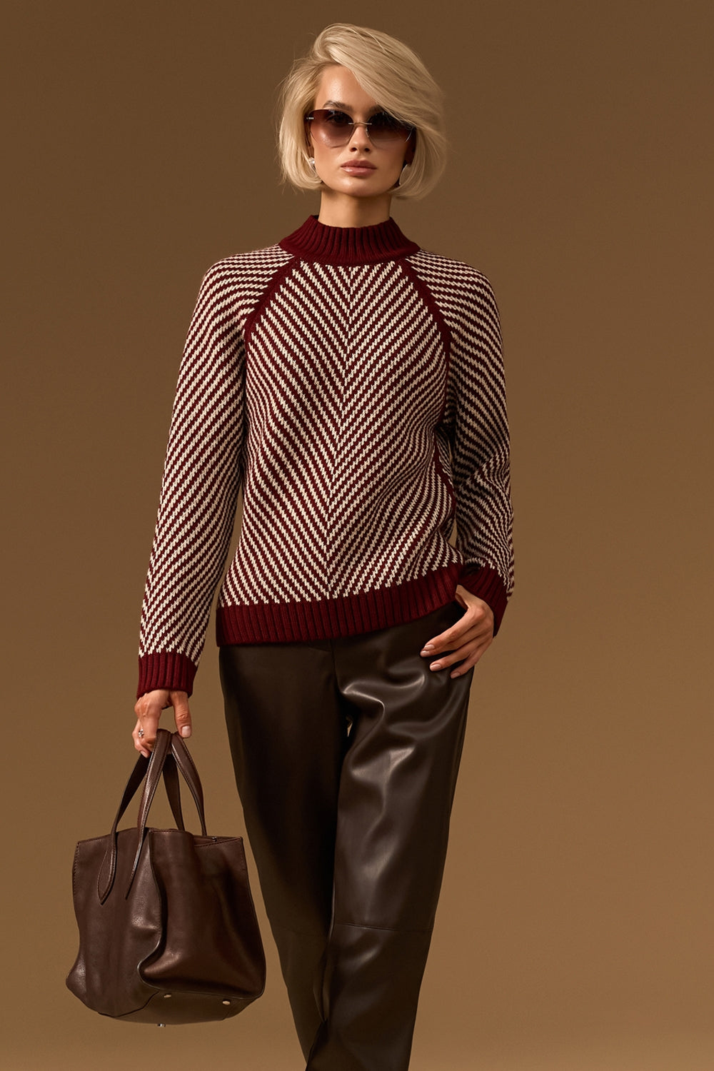 Pulover 2926 — burgundy-natural - burgundy-natural
