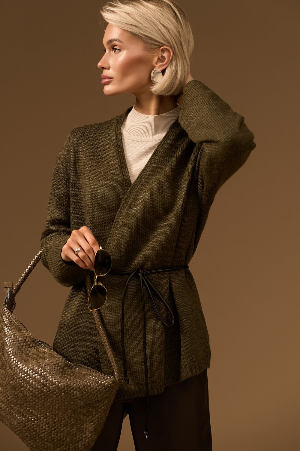 Cardigan petrecut 2966 — kaki - kaki