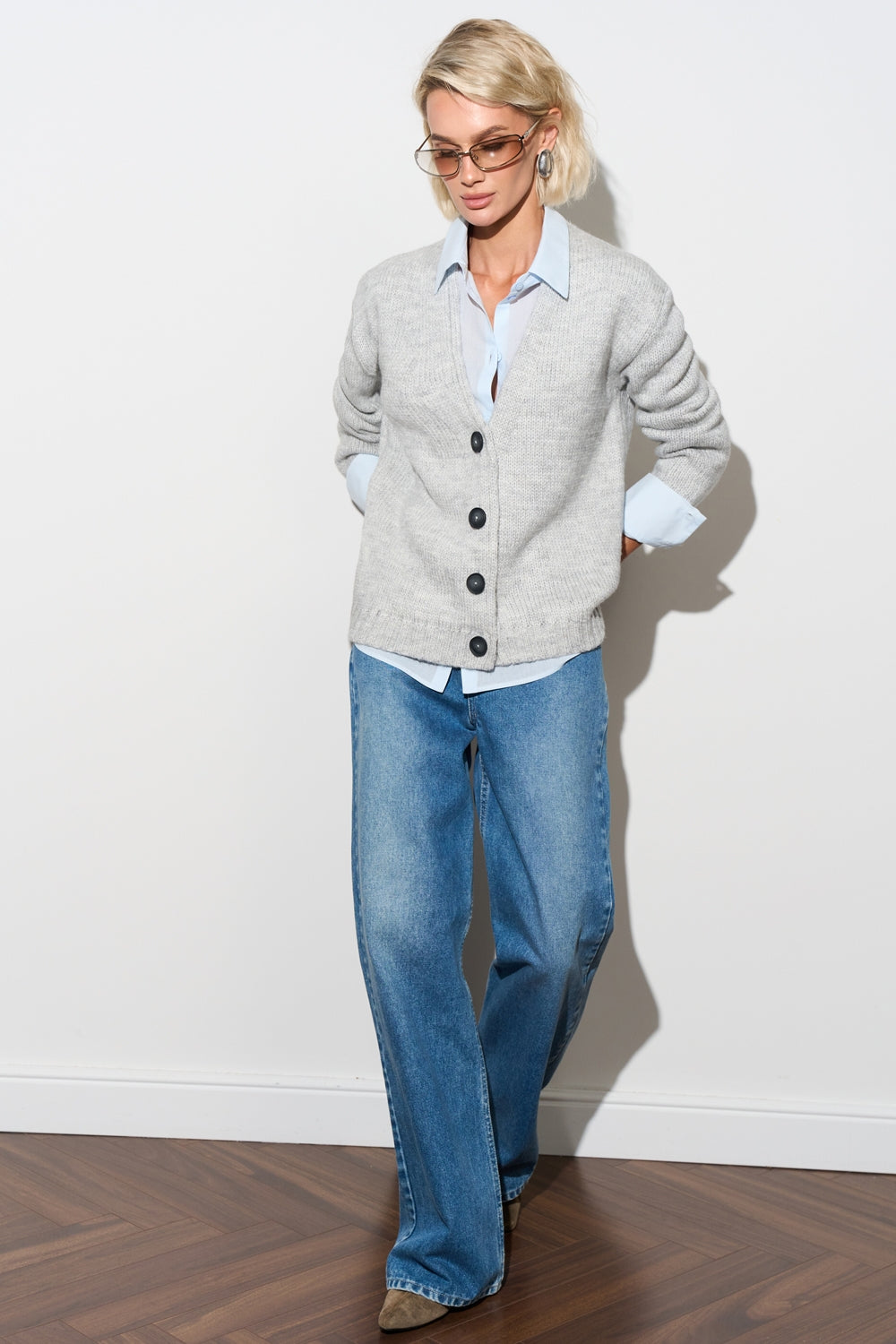 Cardigan 2979 — gri deschis - gri deschis