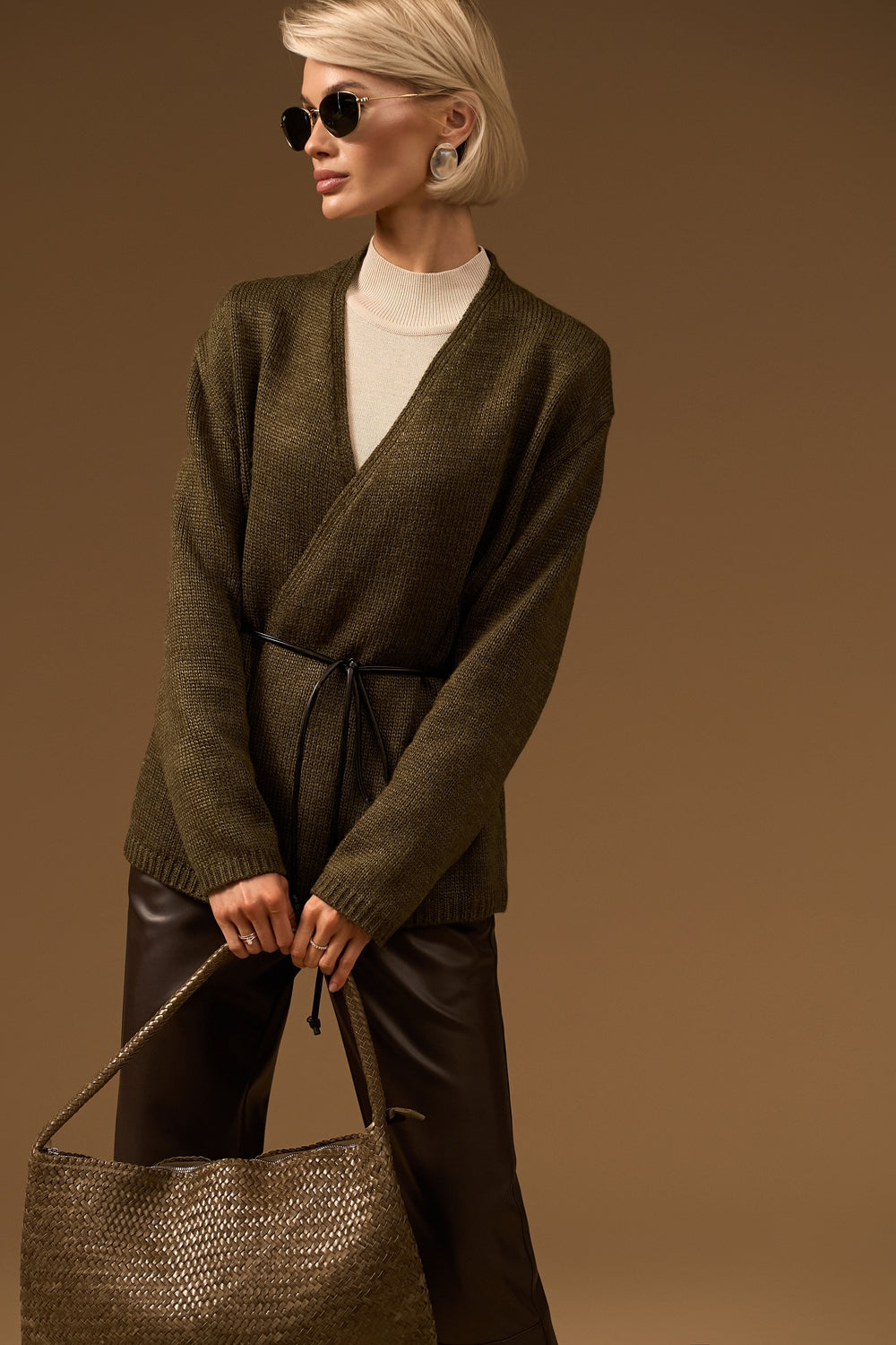 Cardigan petrecut 2966 — kaki - kaki