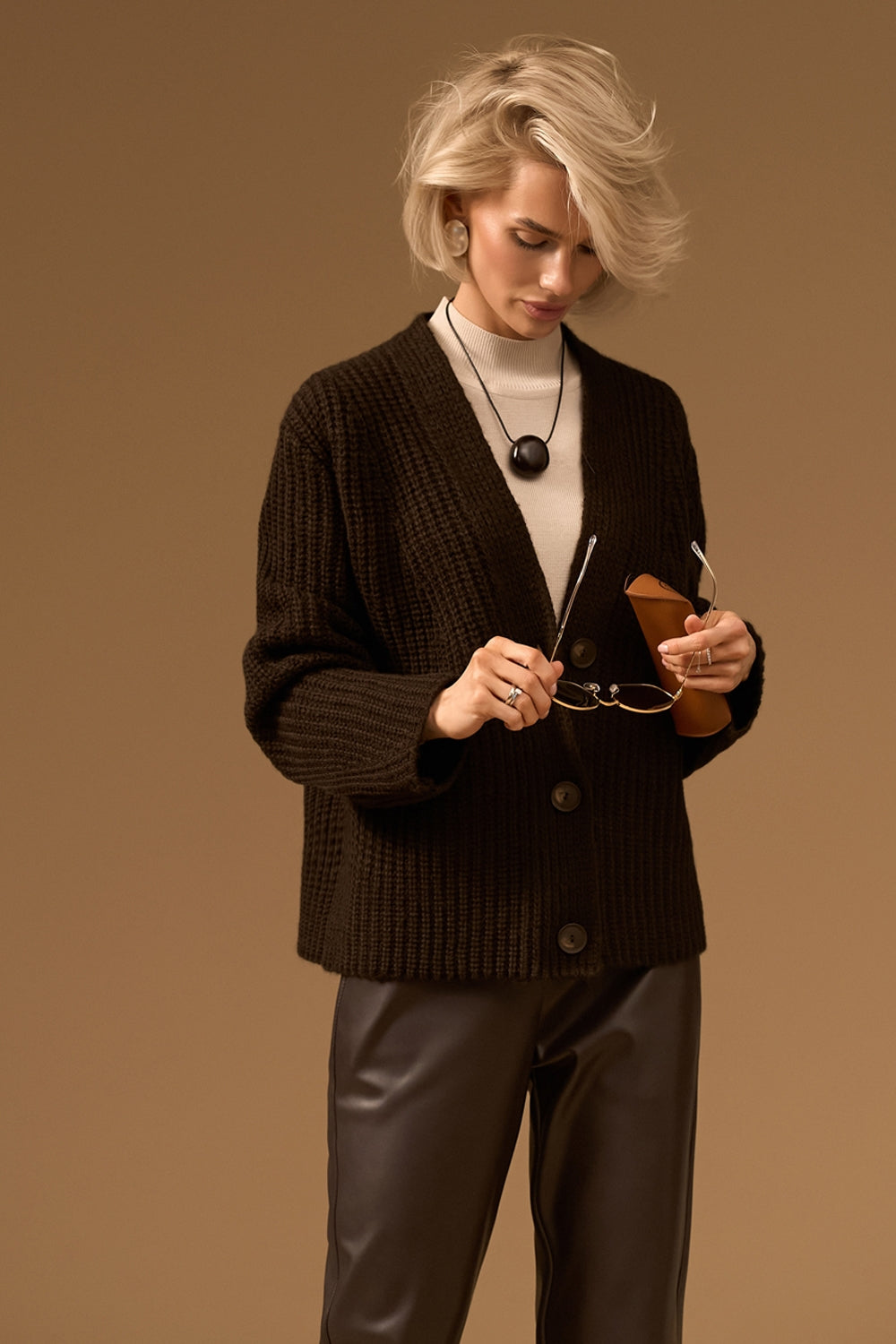 Cardigan 2931 — ciocolatiu - ciocolatiu