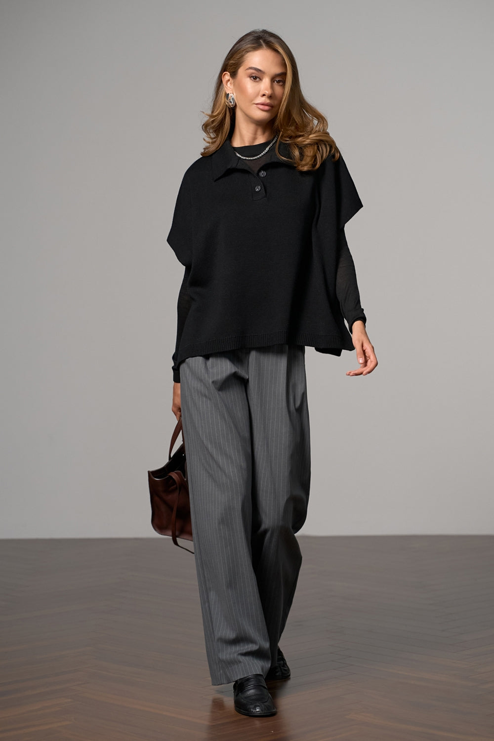 Poncho 2885 — negru