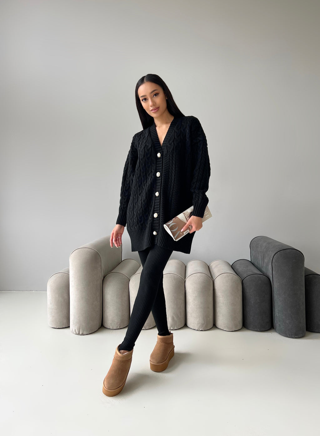 CARDIGAN SANTA — negru