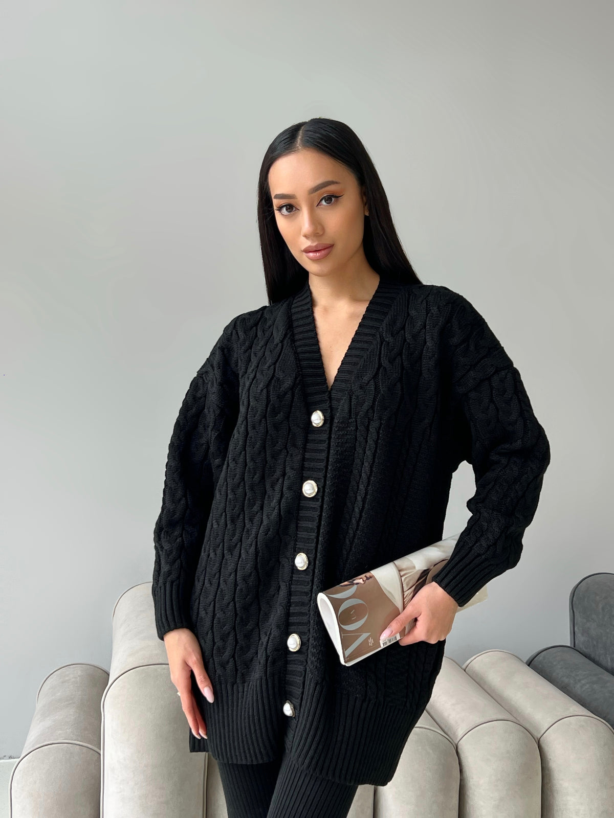 CARDIGAN SANTA — negru