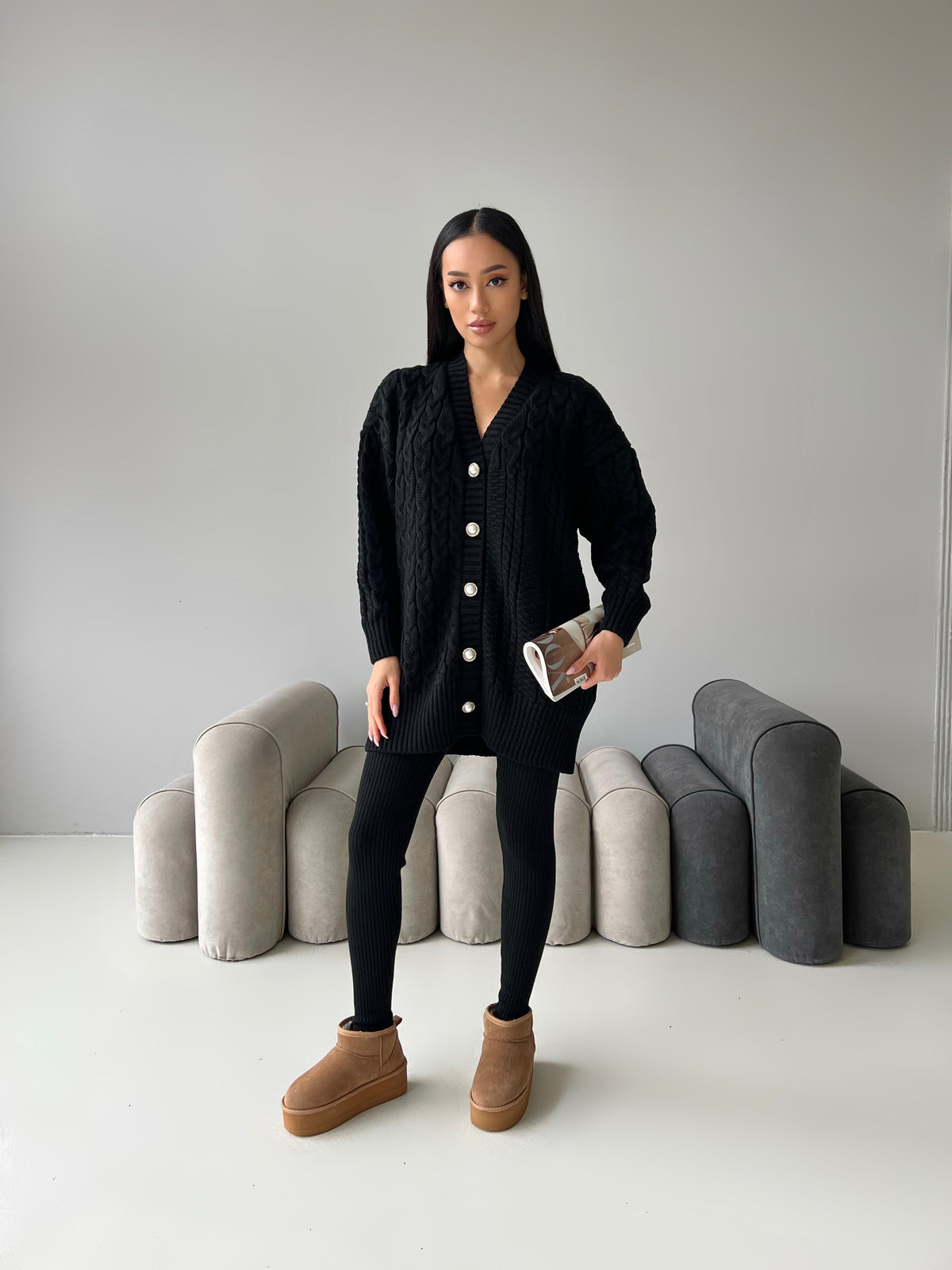 CARDIGAN SANTA — negru