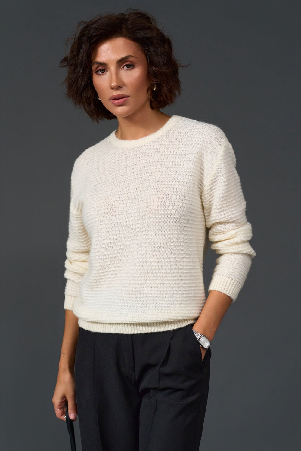 Pulover pânză de păianjen 2992 — ivory