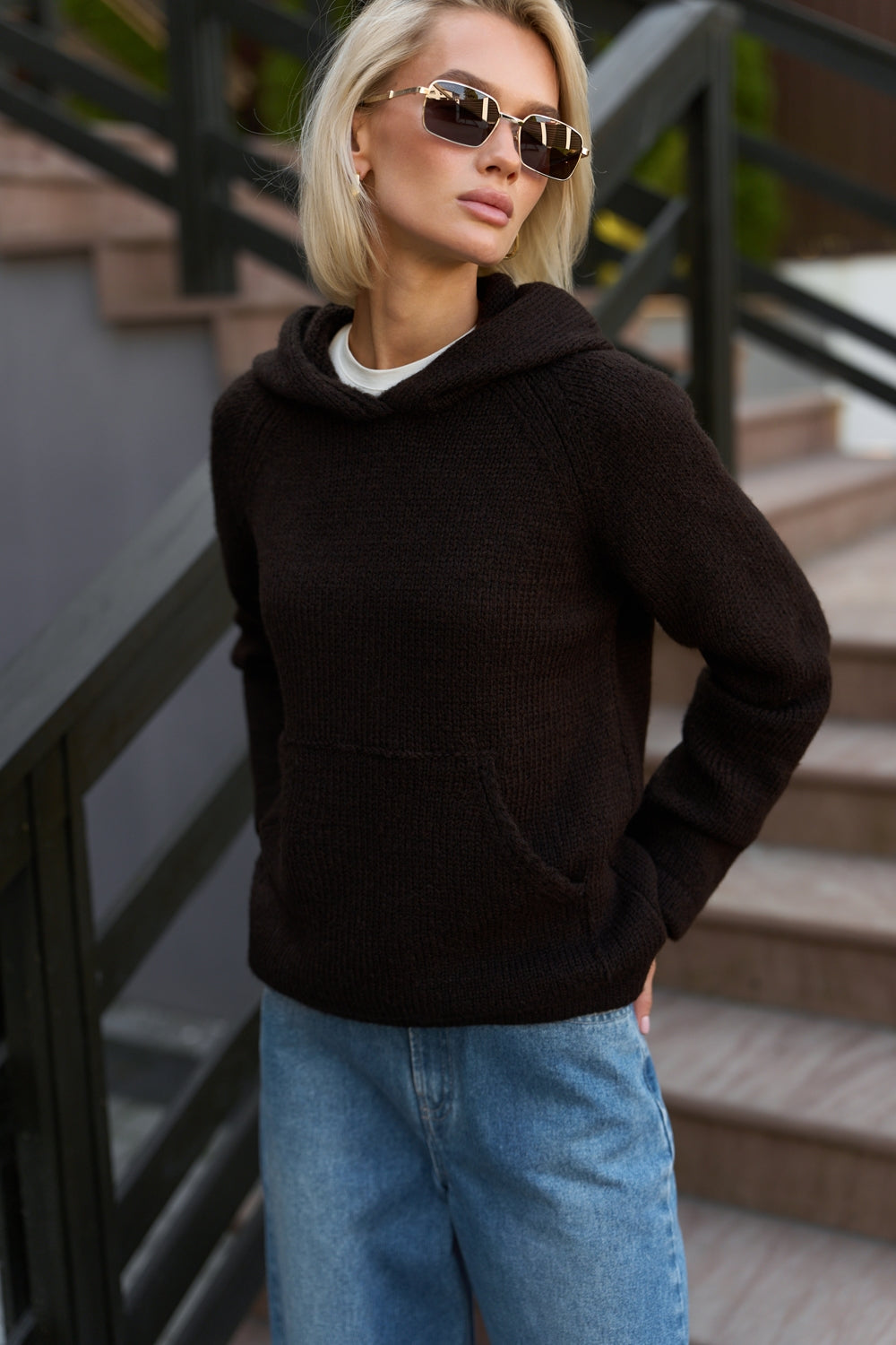 Hanorac din baby-alpaca și merinos 2990 — espresso