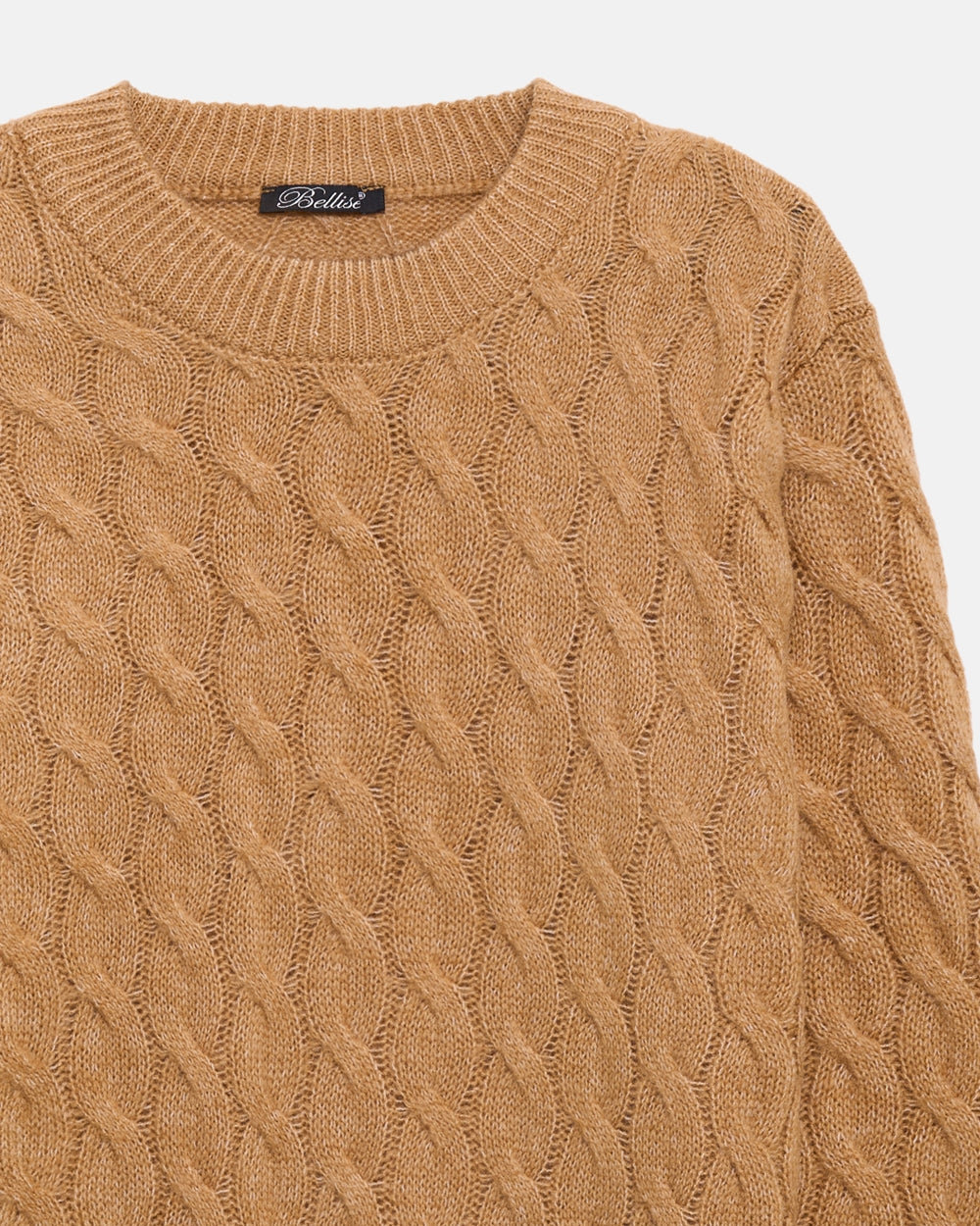 Pulover cu împletituri 2988 — ocru
