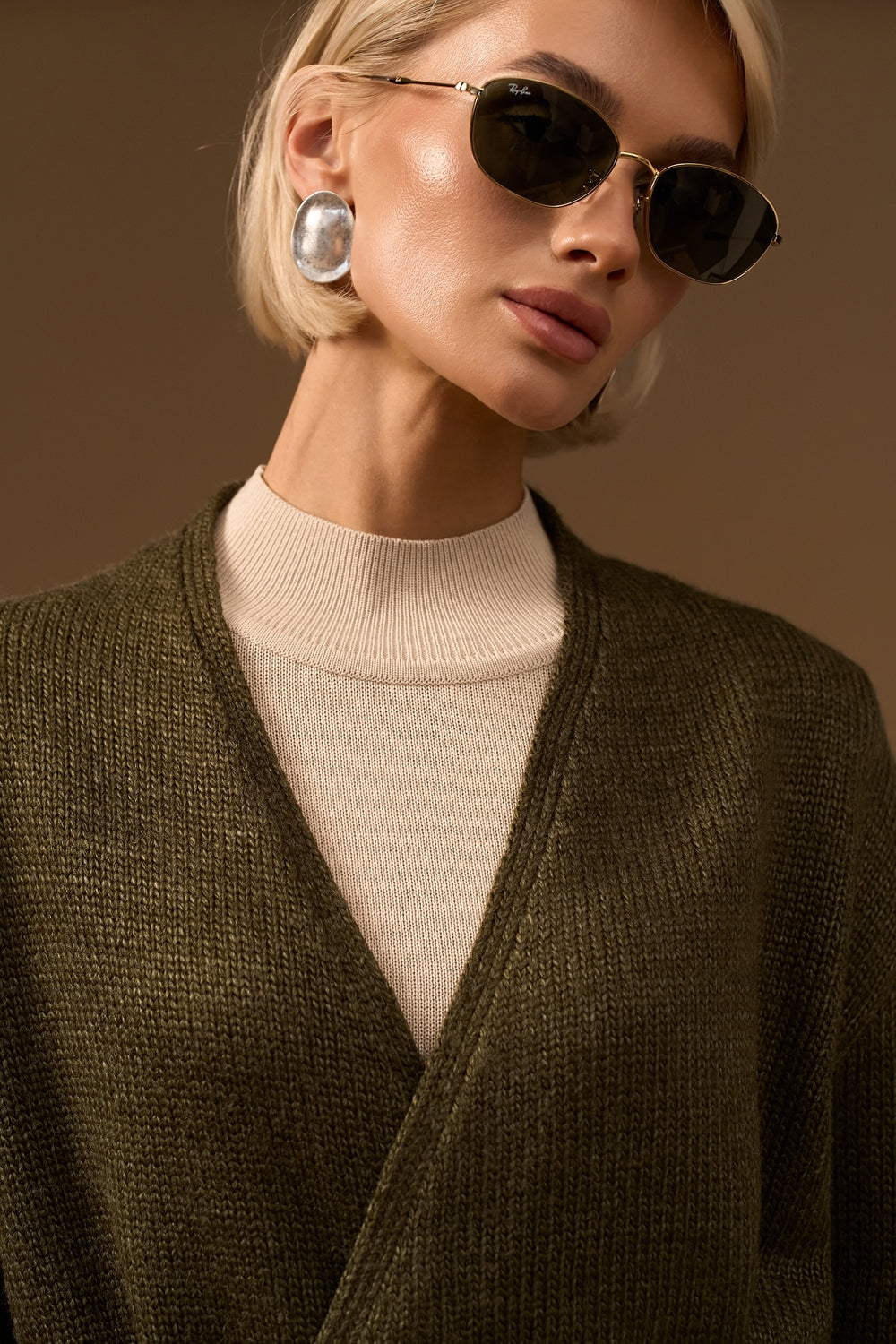 Cardigan petrecut 2966 — kaki - kaki
