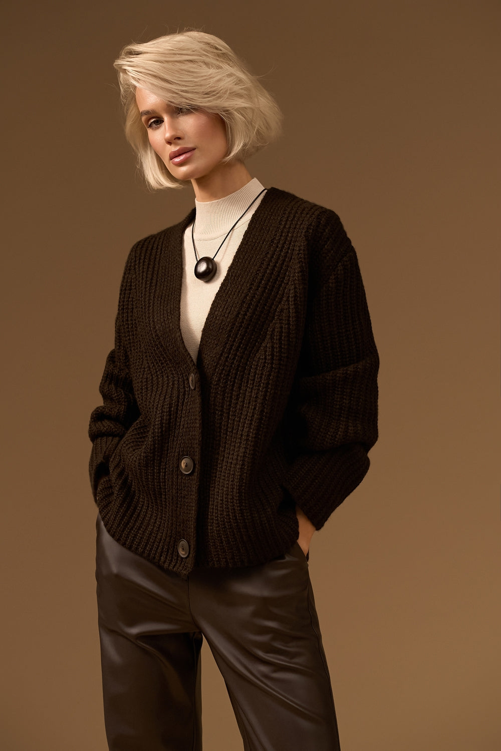 Cardigan 2931 — ciocolatiu - ciocolatiu