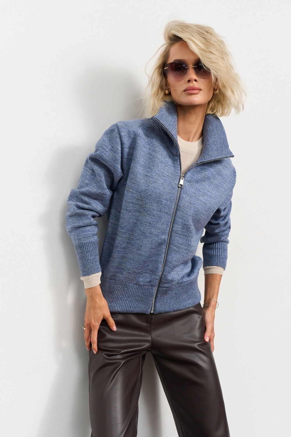 Pulover cu fermoar 2985 — denim - denim