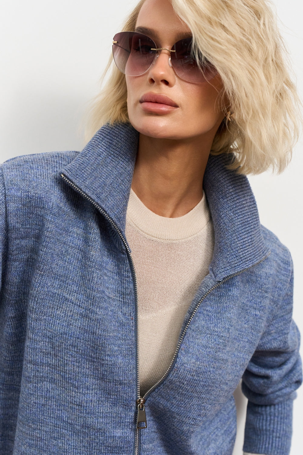 Pulover cu fermoar 2985 — denim - denim