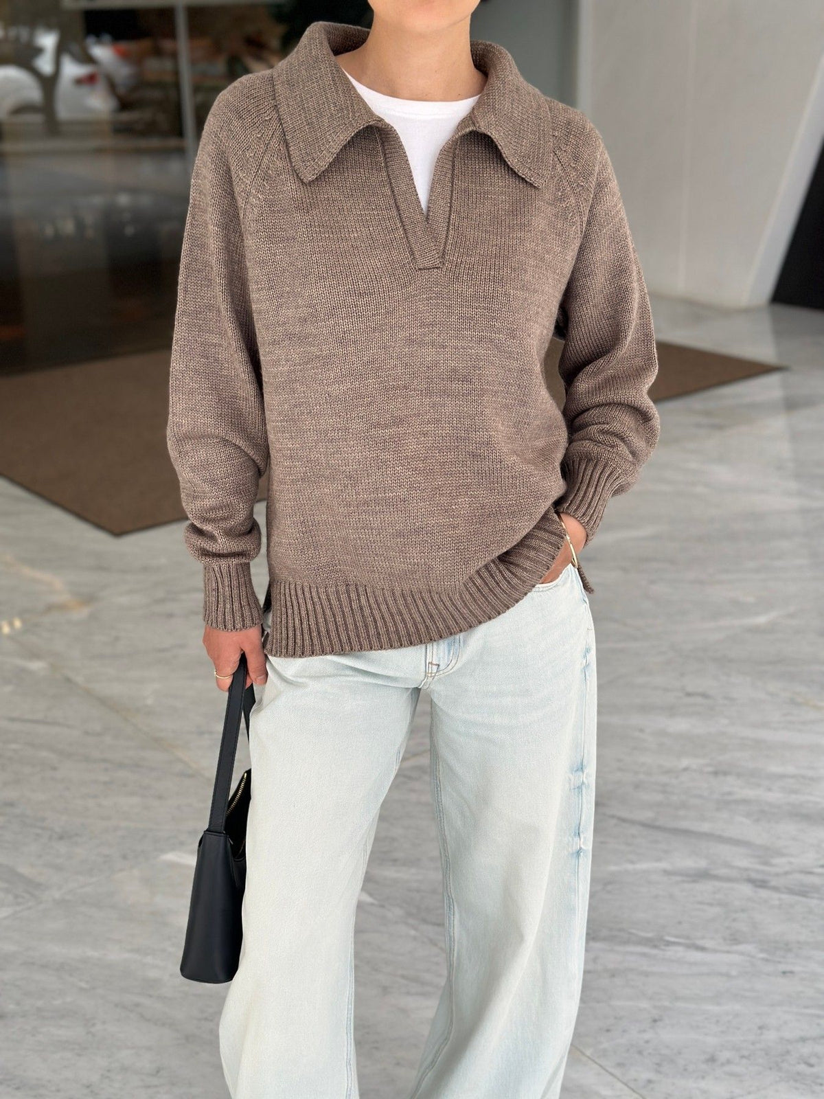 Pulover polo NORDIC — taupe