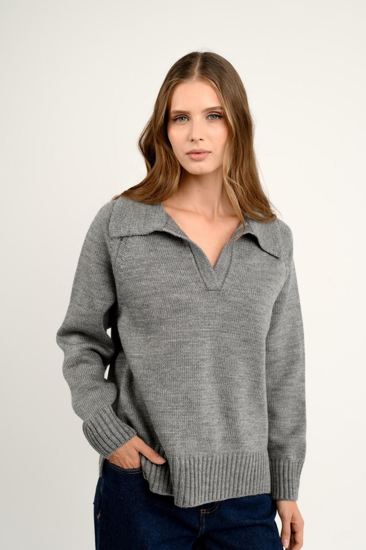 Pulover polo NORDIC — gri