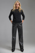 Pantaloni din piele ecologică 3076 — negru