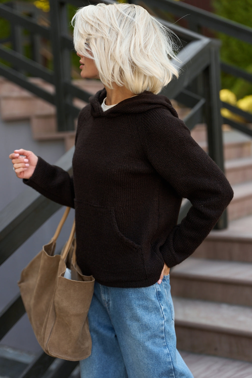 Hanorac din baby-alpaca și merinos 2990 — espresso