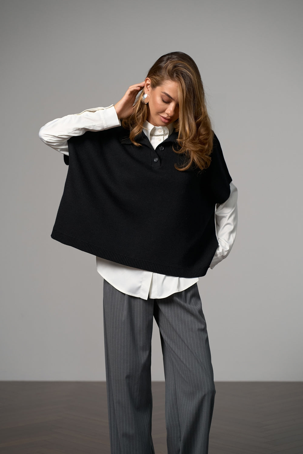 Poncho 2885 — negru