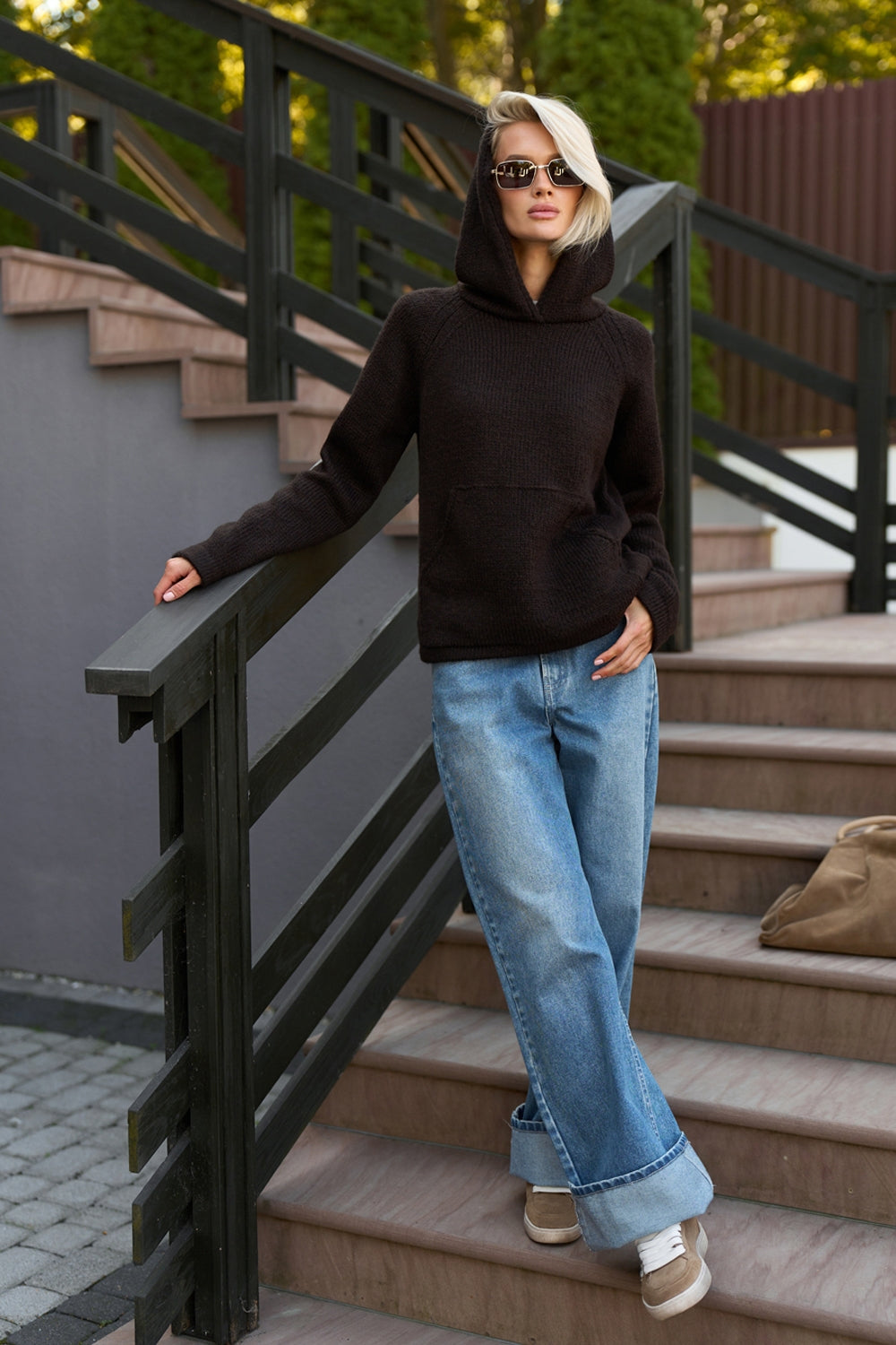 Hanorac din baby-alpaca și merinos 2990 — espresso