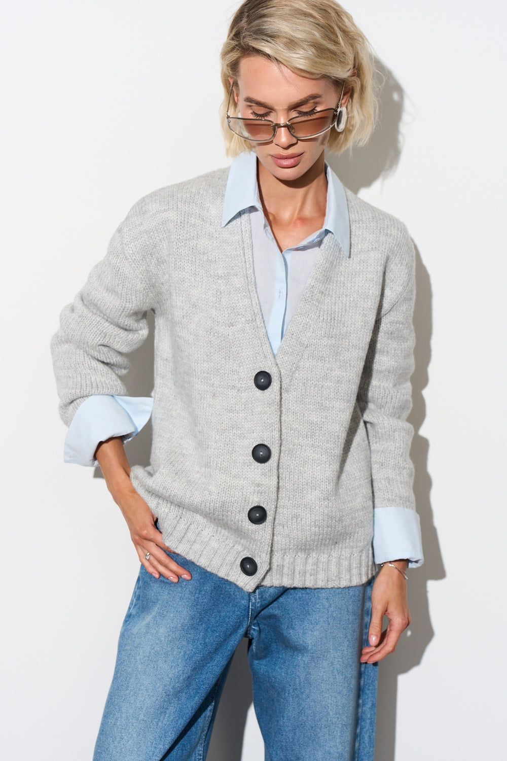 Cardigan 2979 — gri deschis - gri deschis