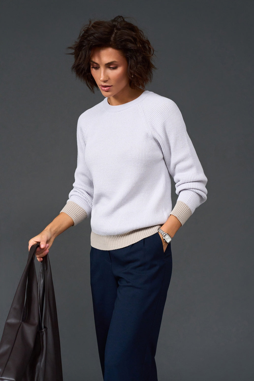 Pulover raglan 4004 — ceață cu natural