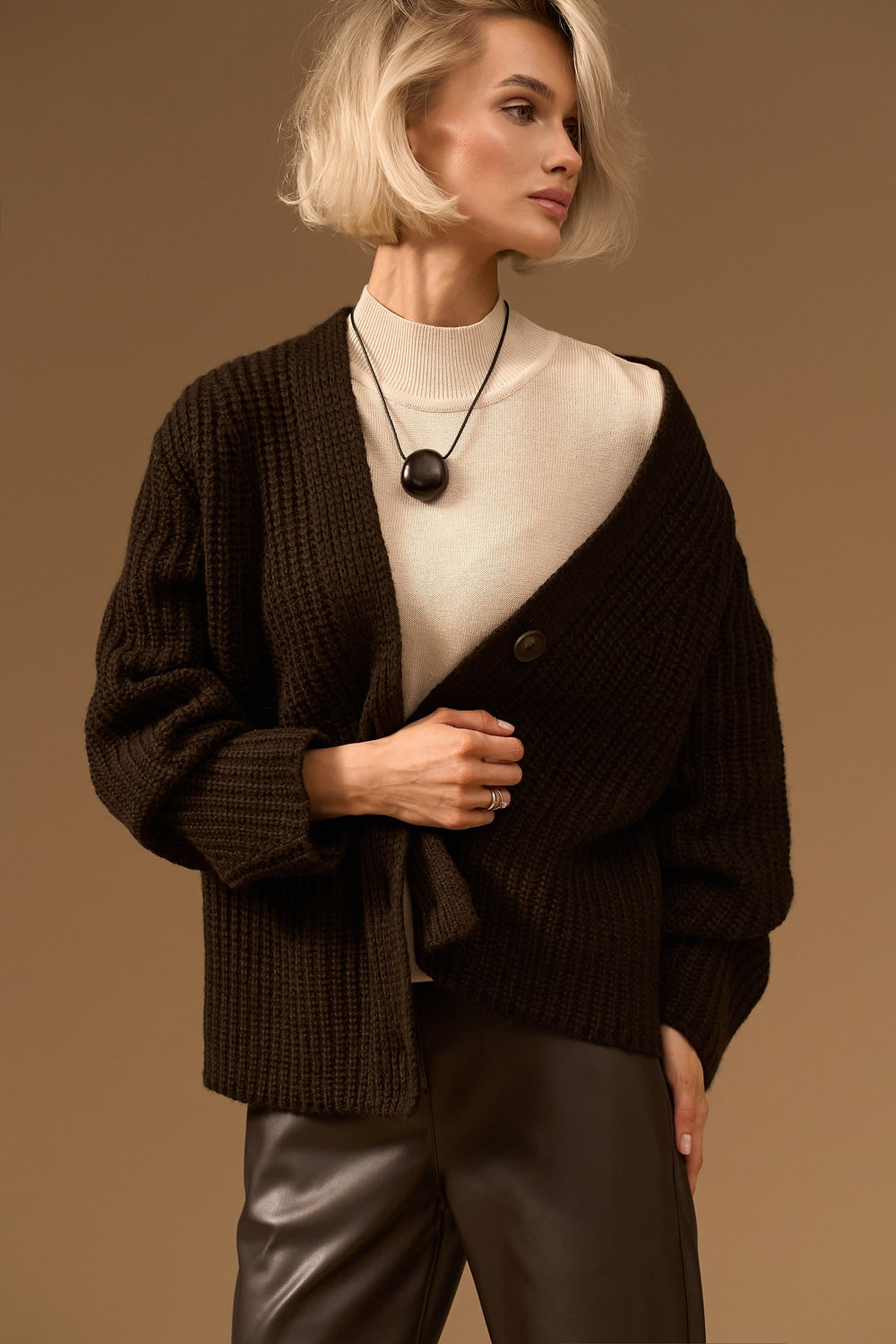 Cardigan 2931 — ciocolatiu - ciocolatiu